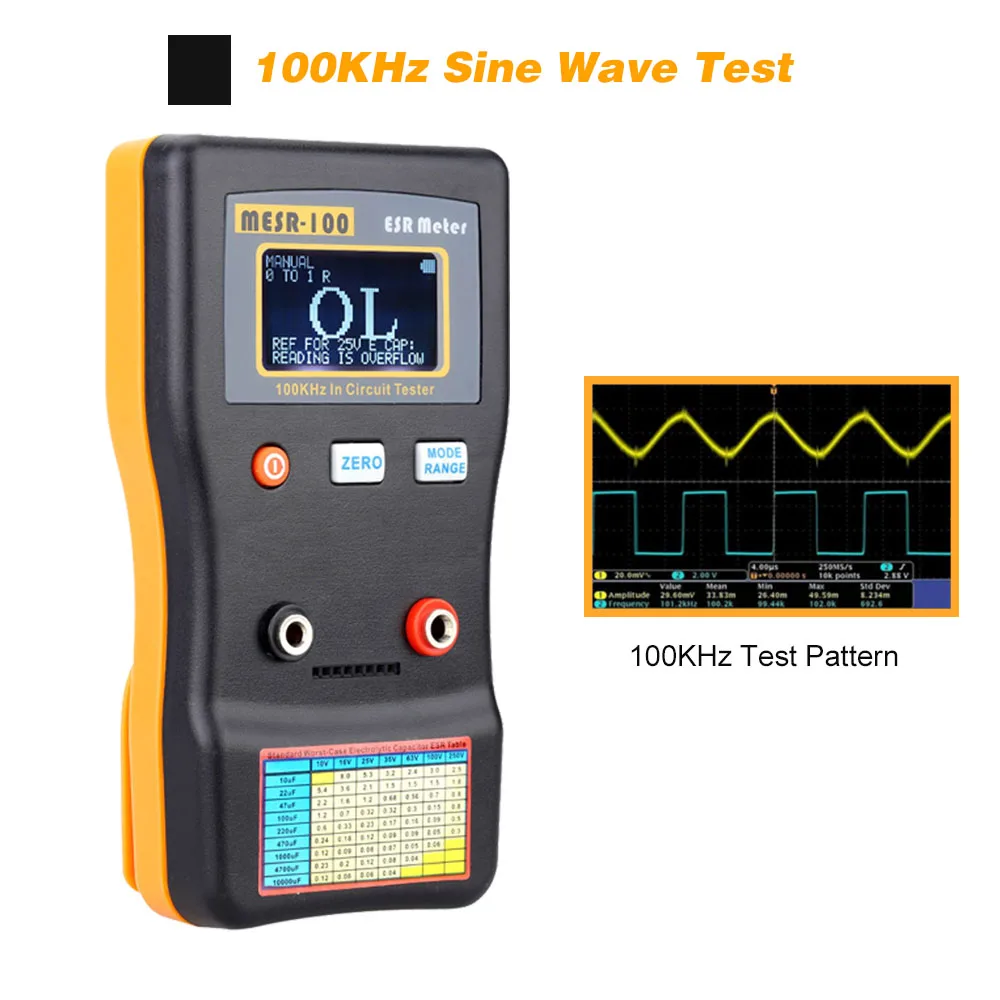 KKMOON MESR-100 ESR Capacitance Ohm Meter Professional Measuring Capacitance Resistance Ca