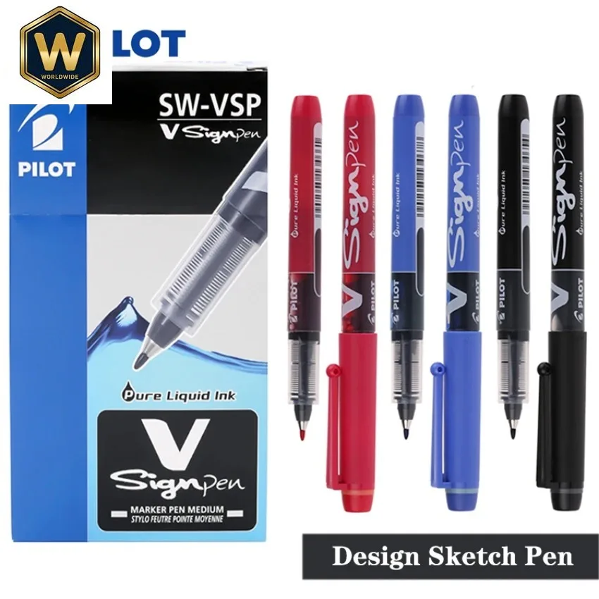 12 Pcs PILOT V-sign Pen SW-VSP 1.0mm Large Capacity Water Pen for Sketching Design Hand Pa