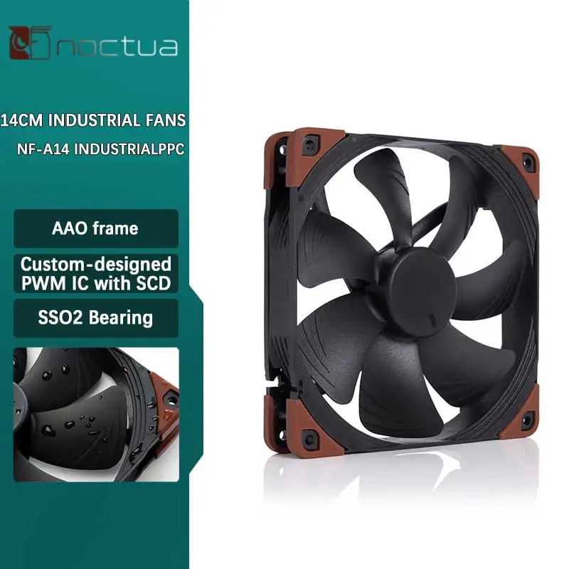 Noctua NF-A14 industrial PPC Computer case cooling fan,140mm 12V 4Pin PWM Fan For Computer