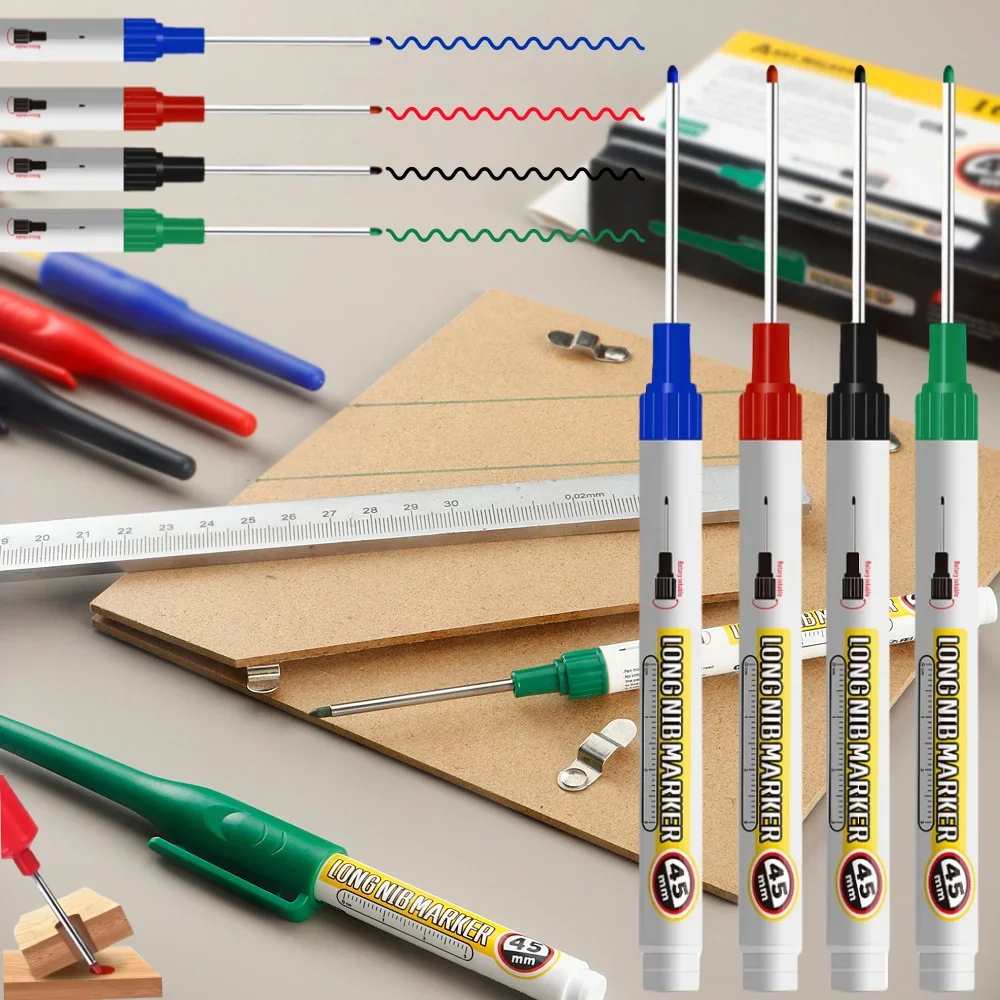 Deep Hole Marker Pens with Long Metal Tip (10-Pack)