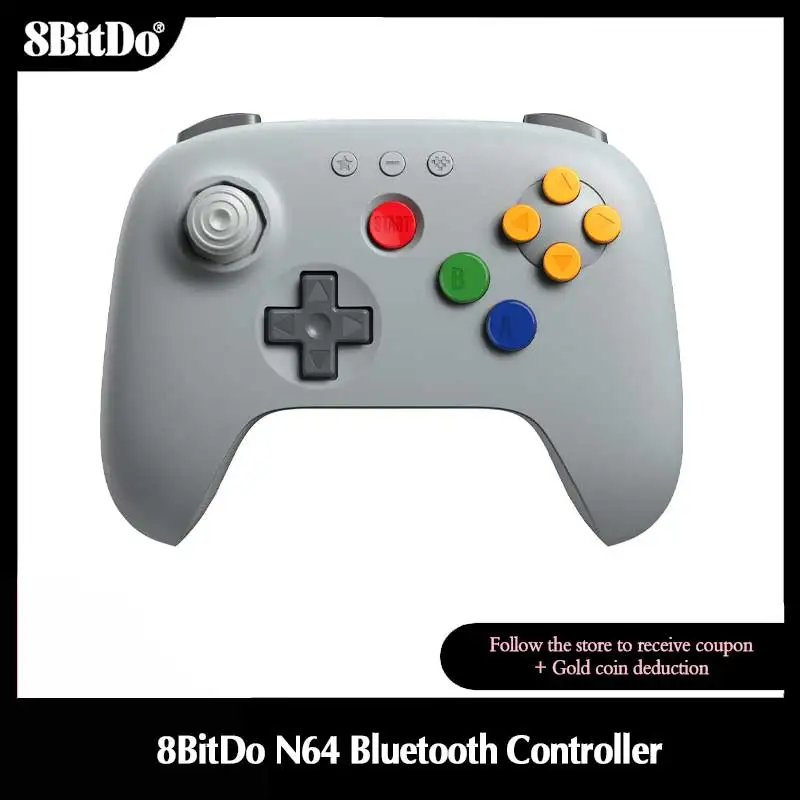 8BitDo Gray N64 Bluetooth Controller for Analogue 3D, Nintendo Switch, Switch 2, Gaming Jo