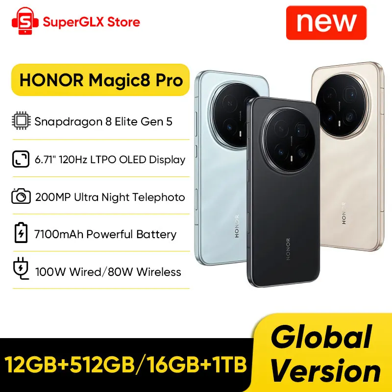 HONOR Magic8 Pro Global Version Snapdragon 8 Elite Gen 5 6.71" OLED Display 7100mAh Batter