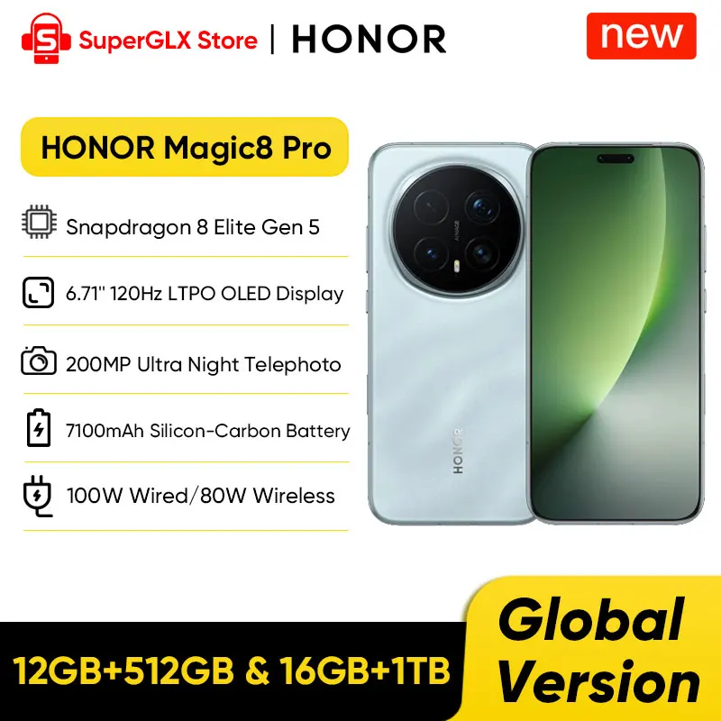 【RU Express】HONOR Magic8 Pro Global Version Snapdragon 8 Elite Gen 5 200MP Cameras 6.71''OLED Display 7100mAh 100W SuperCharge