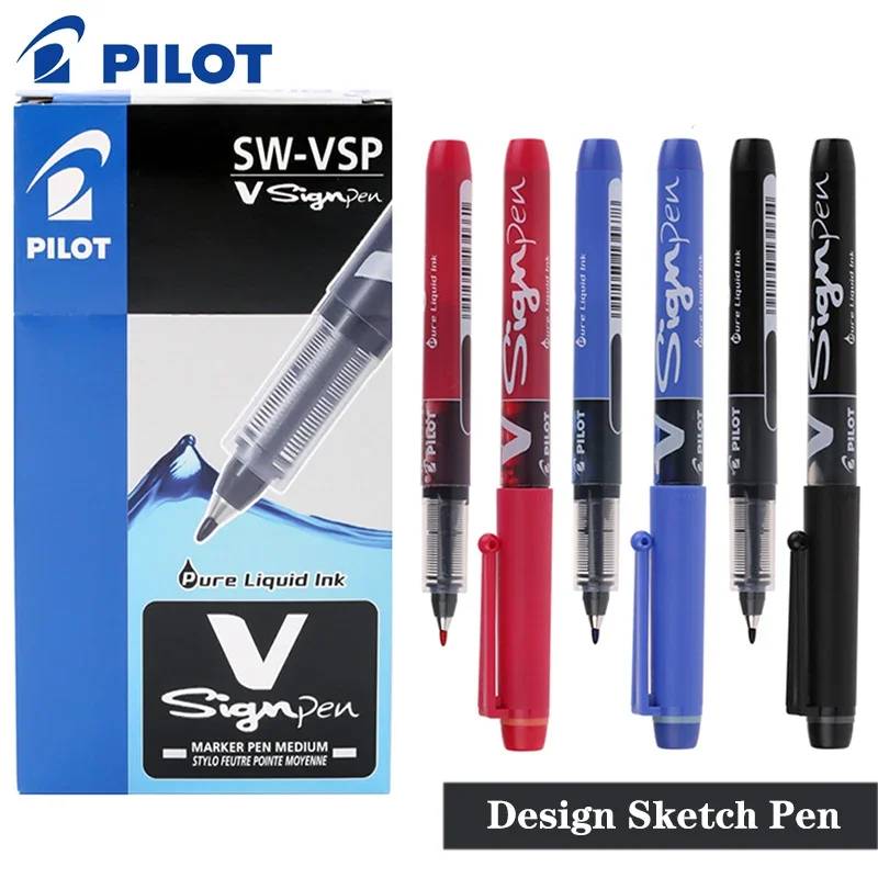 12 Pcs/Box PILOT V-sign Pen SW-VSP Large Capacity Water Pen Sketching Design Hand Painted