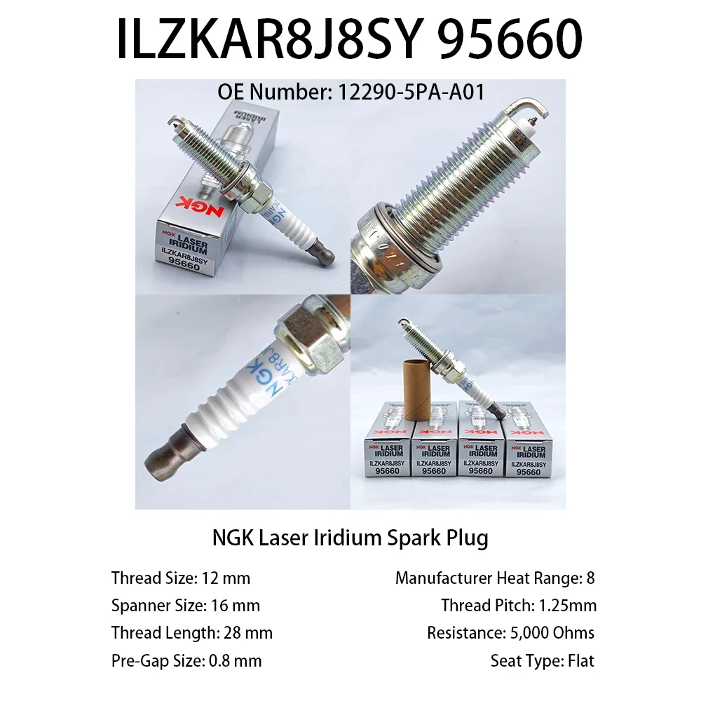 4pcs Original NGK Laser Iridium Spark Plug ILZKAR8J8SY 95660 OE 122905PAA01 31673604 31380