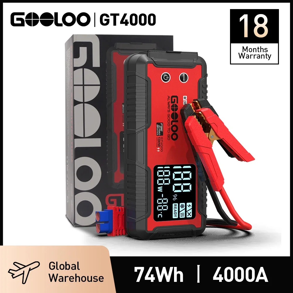 GOOLOO 4000A Car Jump Starter Power Bank 20000mAh Car Starting Device with PD 100W Fast Ch