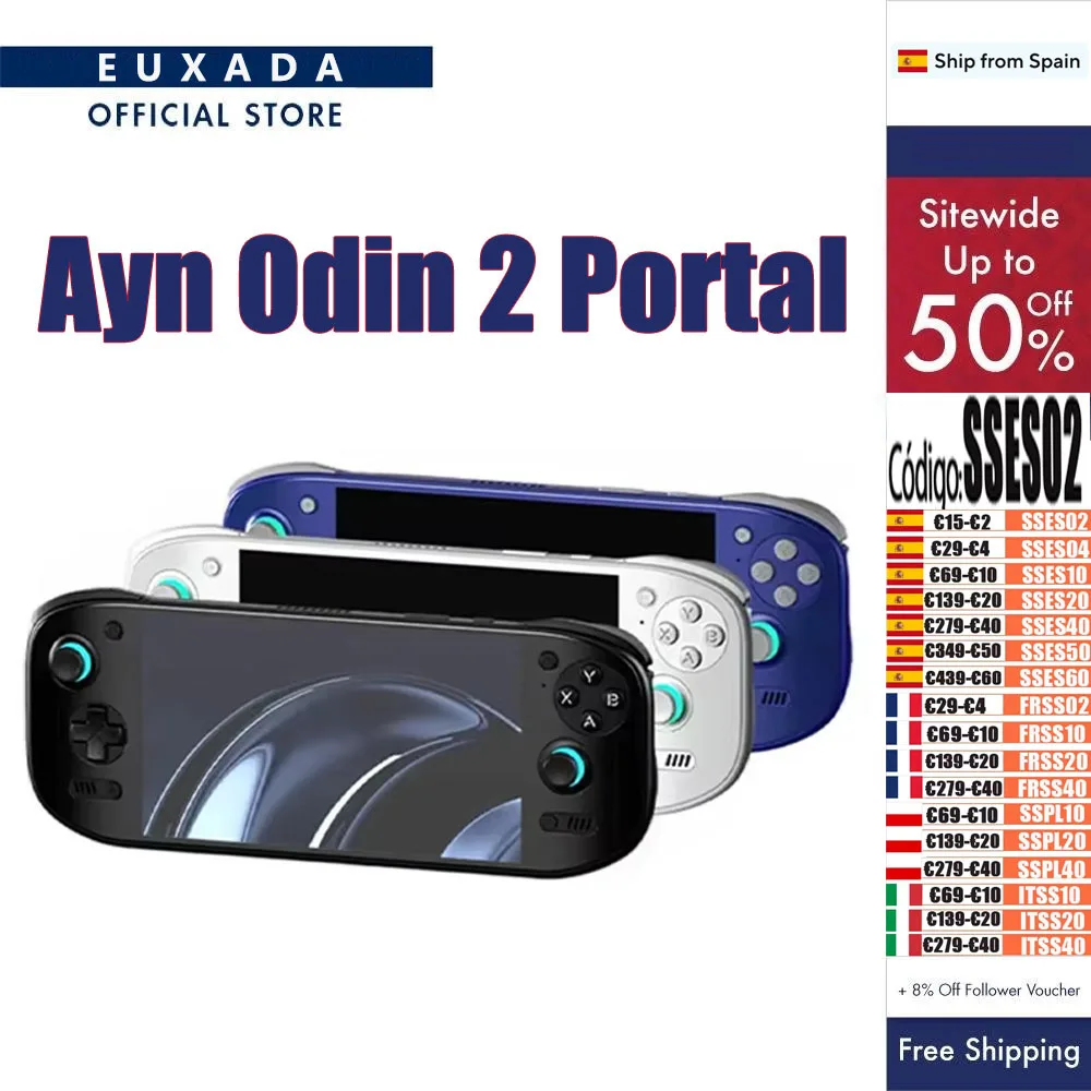 Ayn Odin 2 Portal 7inch Handheld Game Player 8000mAh 8 Gen2 Retro Video 120Hz Screen Open