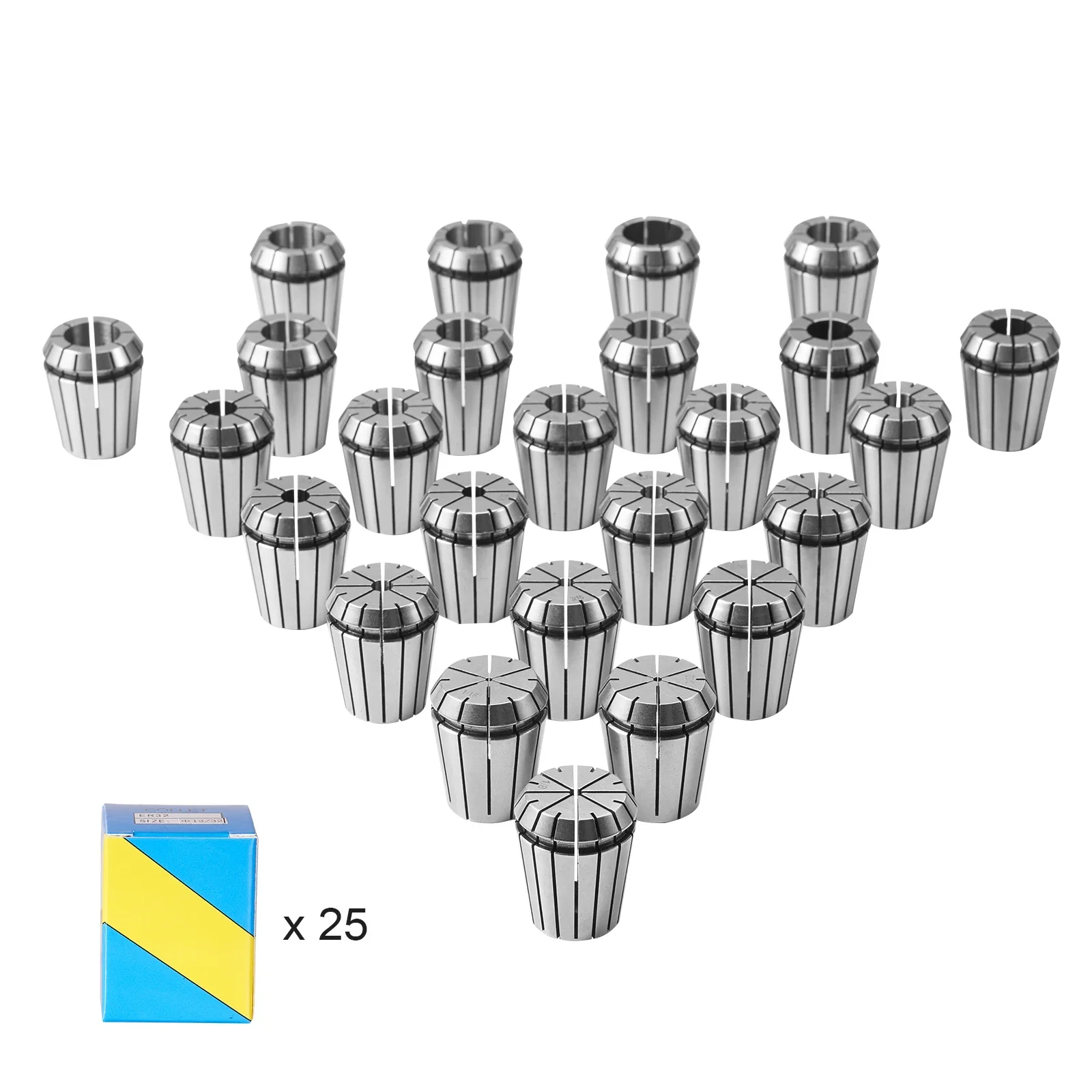 SucceBuy 25 pcs ER32 Collet Set Spring Collet Chuck Set Lathe Chuck Tool with Storage Boxe