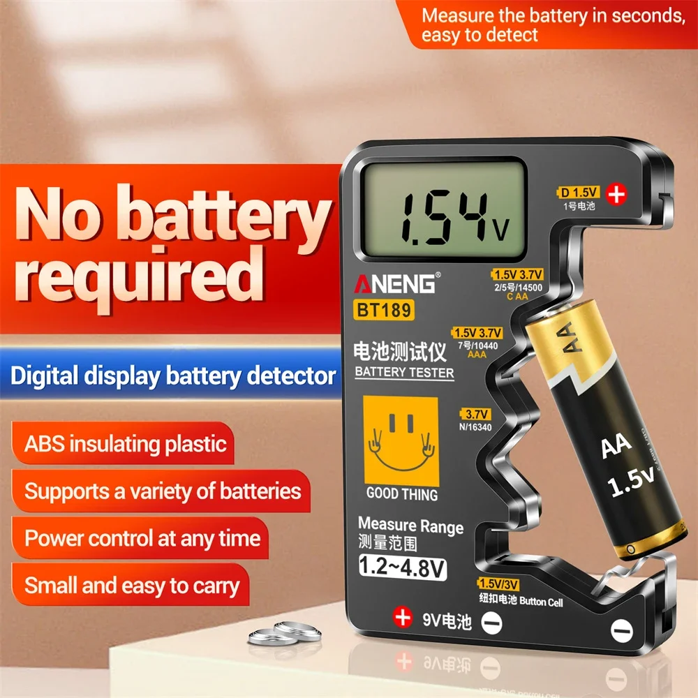 ANENG BT189 9V 1.5V Digital Battery Tester LCD Display Universal Button Battery Tester Vol