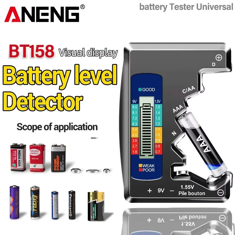 Battery Testers LCD Display ANENG Volt Capacity Check C AA AAA D N 9V 1.55V Universal But