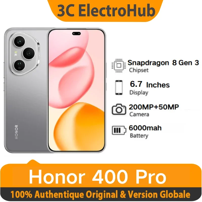 New HONOR 400 Pro Global Version 5G Smartphone 200MP Camera Snapdragon 8 Gen 3 ''Amole 100