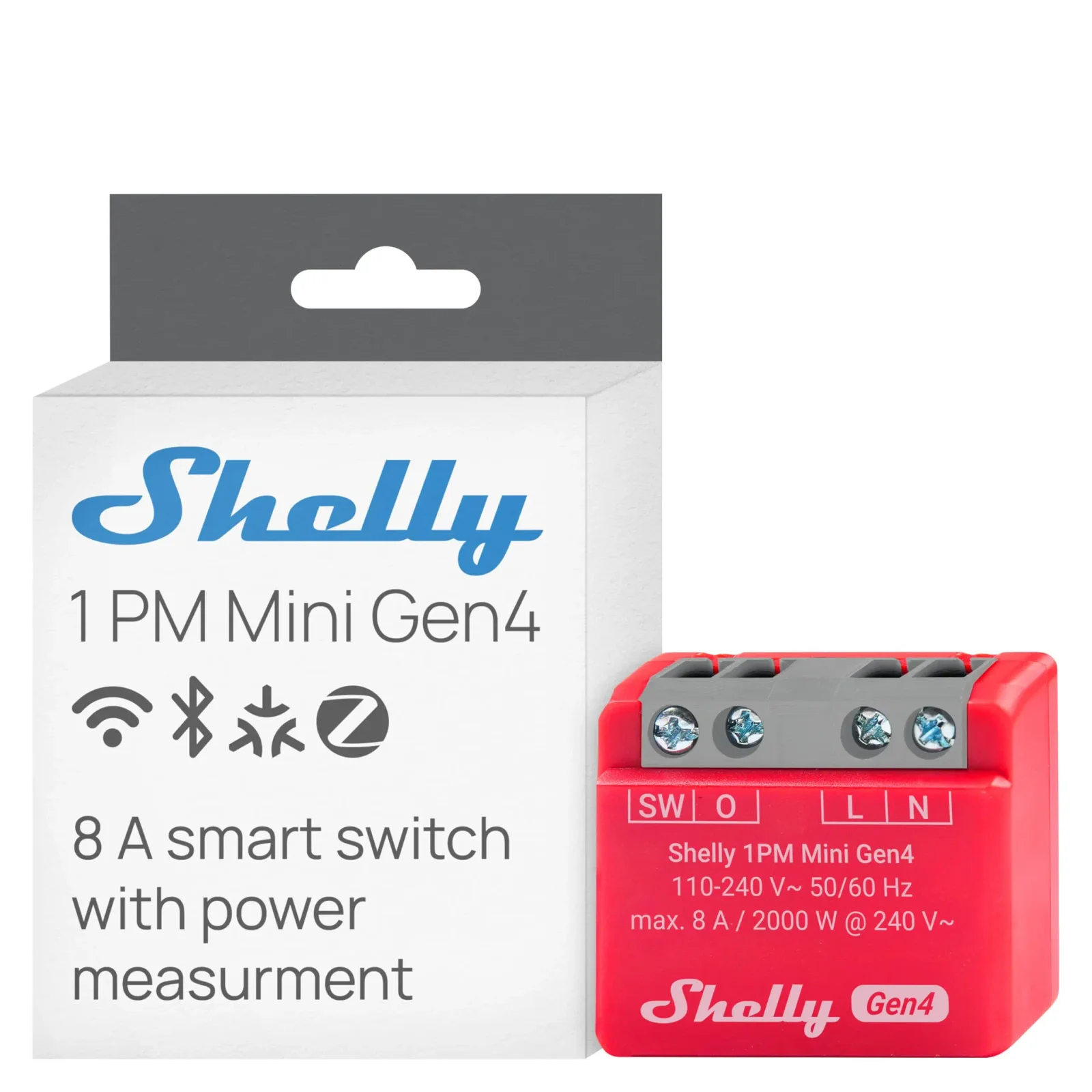 Shelly 1PM Mini Gen4 - Interruptor De Relé Inteligente con Bluetooth y Zigbee, 1 Canal, 8