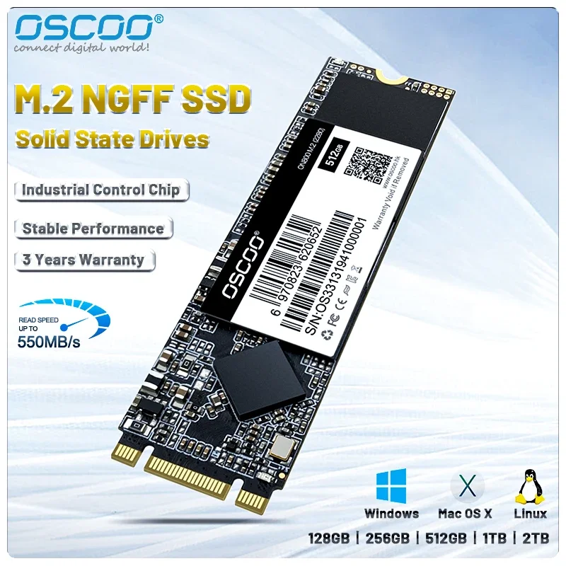 OSCOO M.2 NGFF SSD (128GB–2TB)