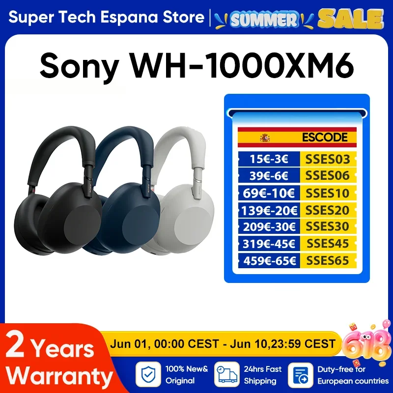 New Sony WH-1000XM6 Wireless Noise Cancelling Headphones High Resolution Sound Dual-Core U