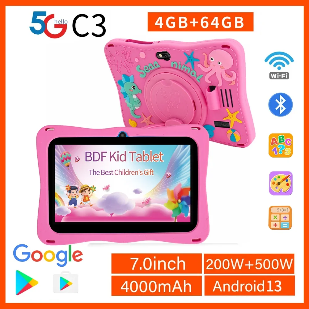 BDF C3 7-Inch Kids Tablet (4GB/64GB, Android 13)