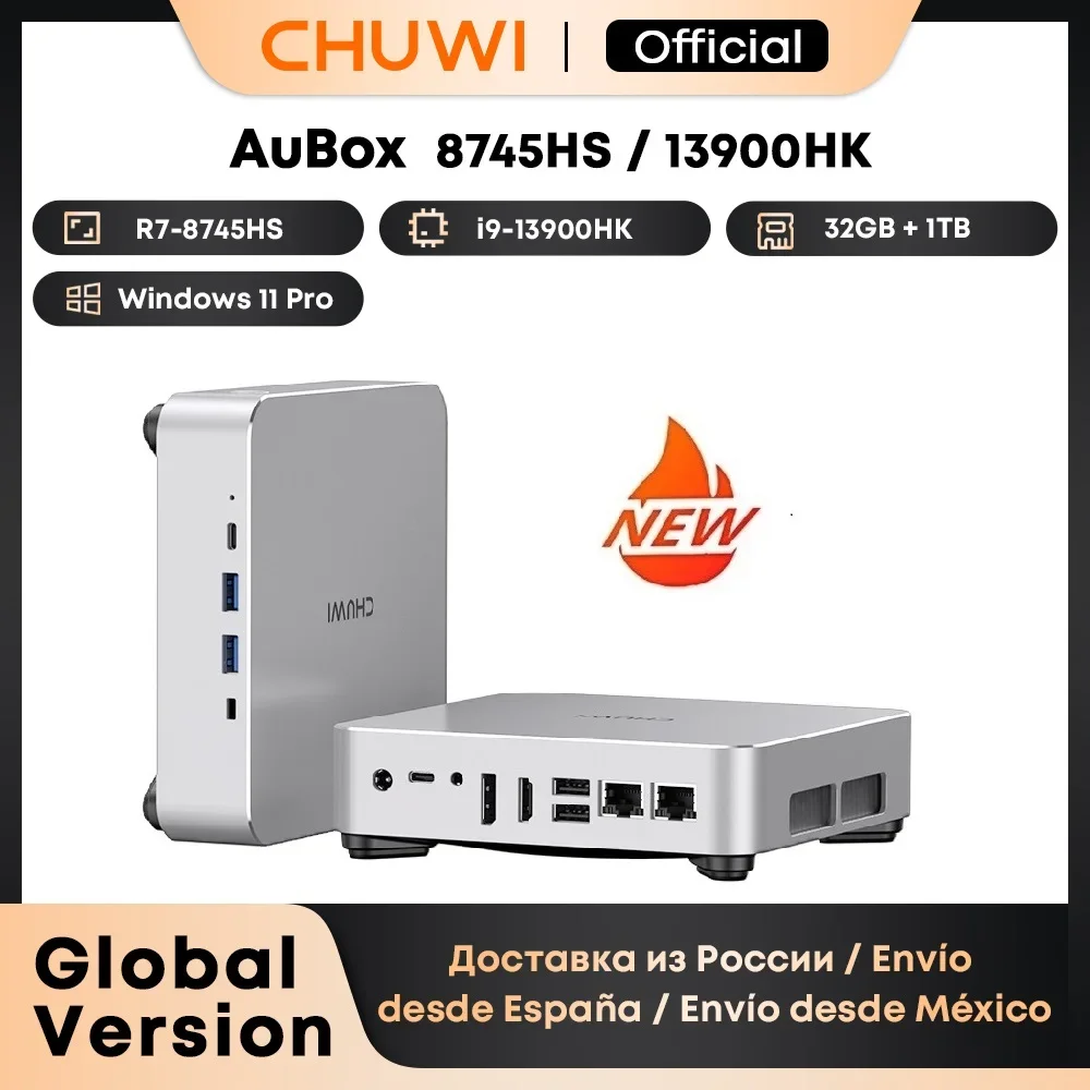 CHUWI AuBox Mini PC R7-8745HS / i9-13900HK 16GB/32GB DDR4 512GB/1TB SSD Windows 11 Pro WiF
