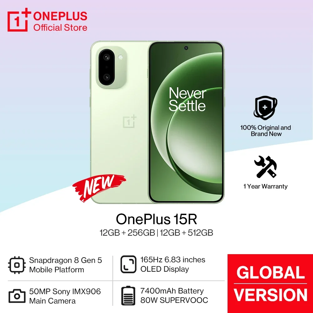 World Premiere OnePlus 15R Global Version Smartphone Snapdragon 8 Gen 5 7400mAh Battery 16