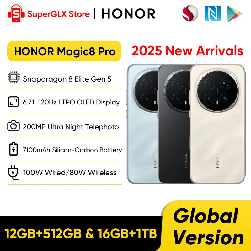 HONOR Magic8 Pro Global Version 5G Smartphone Magic 8 Pro Snapdragon 8 Elite Gen 5 6.71''