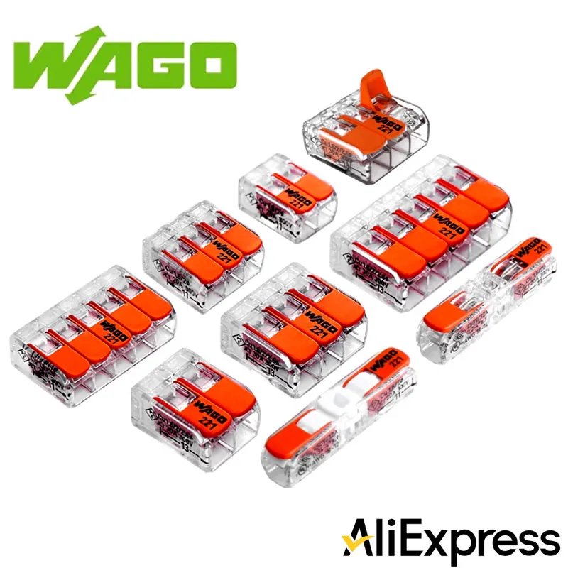 10PCS Wago terminal blocks 221-412 221-413 221-415 221-613 221-612 221-615 221-2411 W