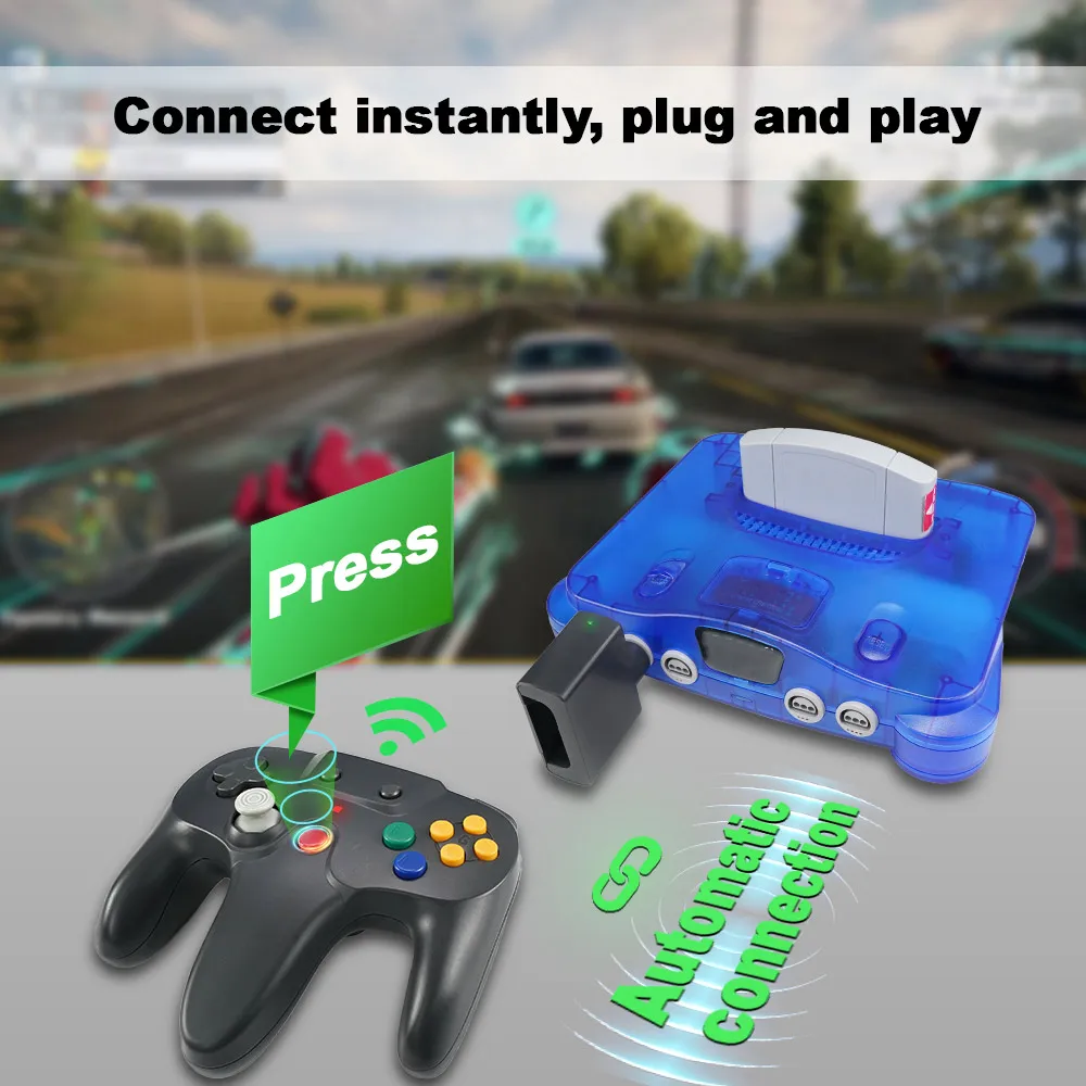 2.4GHz Wireless Controller For N64 Gamepad For N64 Console Built-in Vibration Motor & Turb