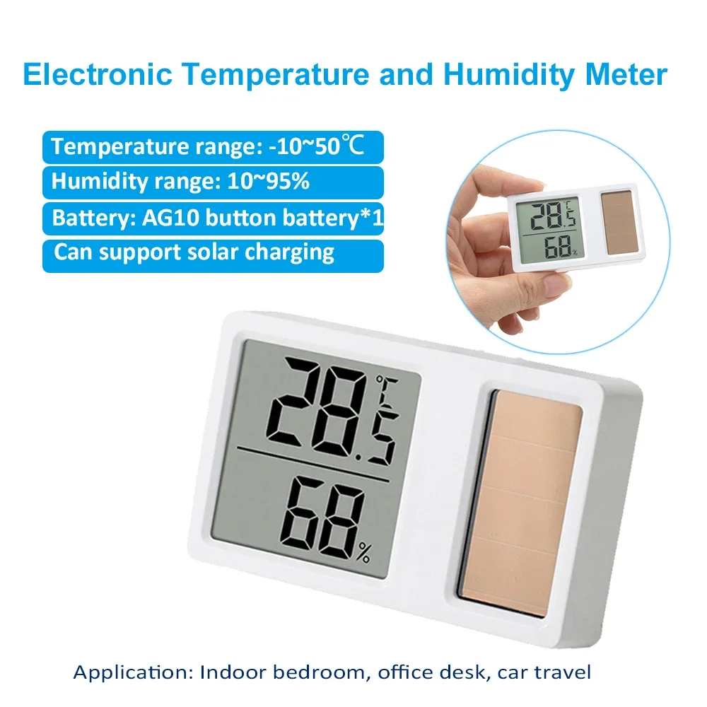 Digital Temperature and Humidity Meter with Solar Charging