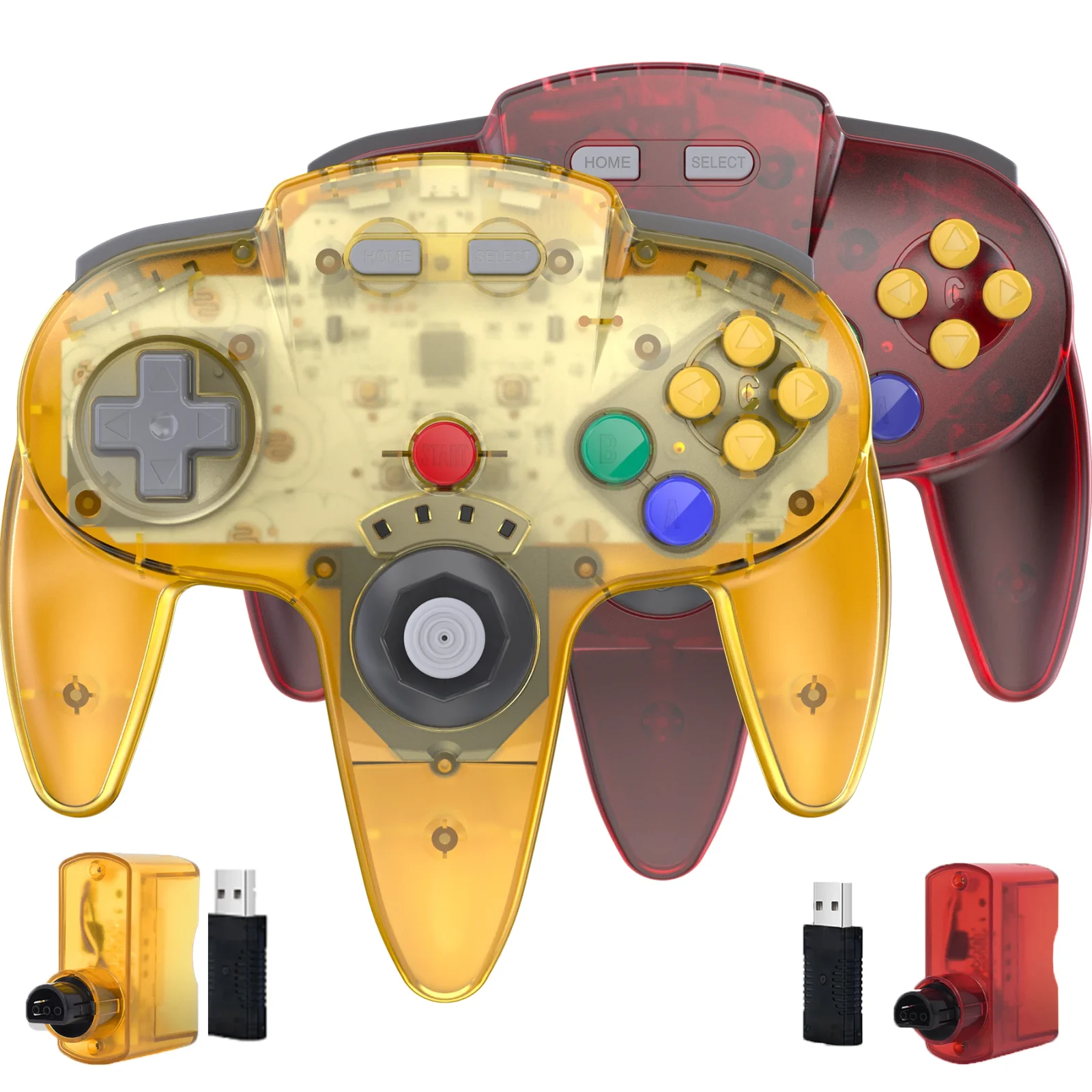 2PCS 2.4 GHz Wireless Controller for N64 Switch Online  with USB & for N64 Receiver for N6