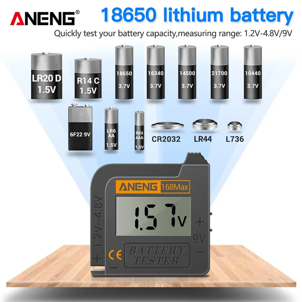 ANENG 168Max Lithium Battery Tester Capacity Digital Universal test Checkered load analyzer Display Check AAA AA Button Cell