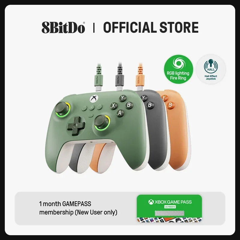 8BitDo Ultimate C Wired Gaming Controller for Xbox, RGB Lighting Fire Ring and Hall Effect