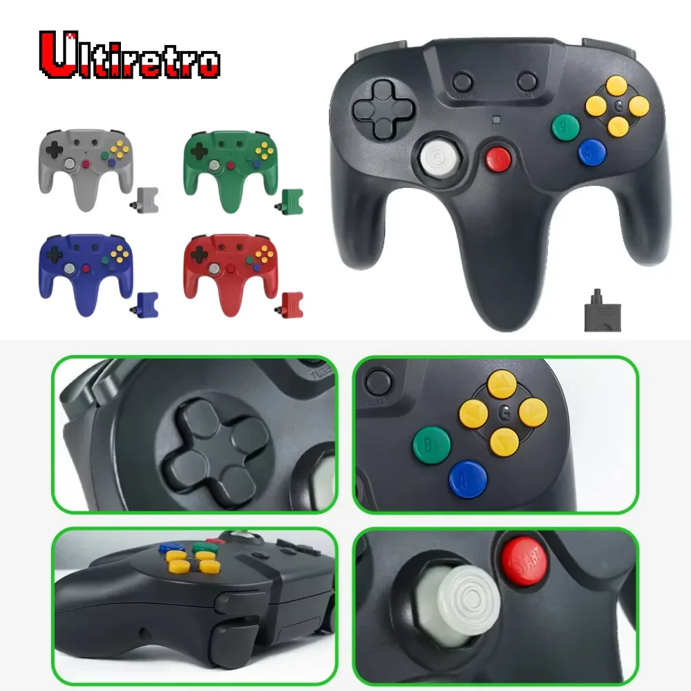 Wireless N64 Controller with 2.4GHz Connection - Turbo Mode, Built-in Vibration, Compatibl